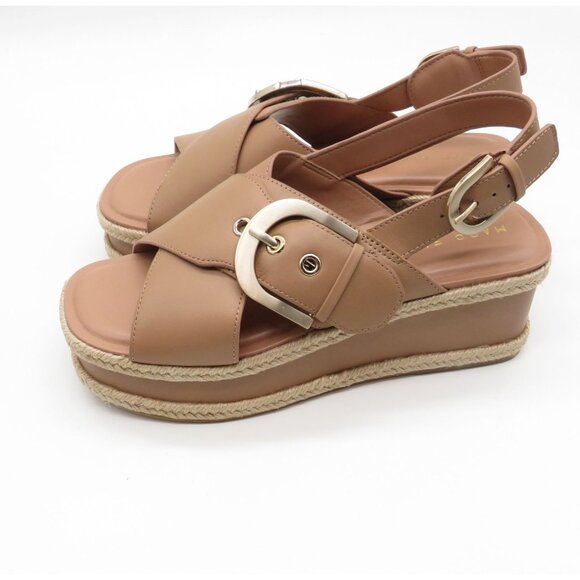 Marc Fisher Women's Espadrille Sandals Tan Faux Leather Adjustable Straps 7 NEW - Picture 5 of 7